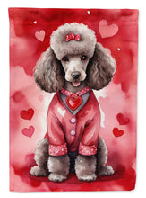 Load image into Gallery viewer, Chocolate Poodle Valentine’s Day Garden Flag – Dog-Themed Heart Yard Decor