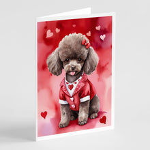 Load image into Gallery viewer, Chocolate Poodle My Valentine Greeting Cards - Blank Note Cards – 8-Pack of Artist-Designed Cards with Envelopes
