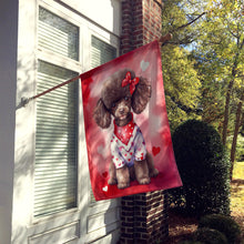 Load image into Gallery viewer, Chocolate Poodle My Valentine House Flag