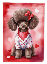 Load image into Gallery viewer, Chocolate Poodle Valentine’s Day Garden Flag – Dog-Themed Heart Yard Decor