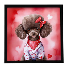 Load image into Gallery viewer, Chocolate Poodle My Valentine Framed Metal Print