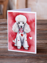 Load image into Gallery viewer, White Poodle My Valentine Greeting Cards - Blank Note Cards – 8-Pack of Artist-Designed Cards with Envelopes
