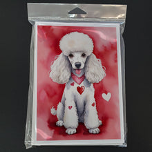 Load image into Gallery viewer, White Poodle My Valentine Greeting Cards - Blank Note Cards – 8-Pack of Artist-Designed Cards with Envelopes