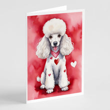 Load image into Gallery viewer, White Poodle My Valentine Greeting Cards - Blank Note Cards – 8-Pack of Artist-Designed Cards with Envelopes