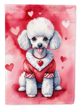 Load image into Gallery viewer, White Poodle Valentine’s Day Garden Flag – Dog-Themed Heart Yard Decor