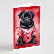 Load image into Gallery viewer, Pug My Valentine Greeting Cards - Blank Note Cards – 8-Pack of Artist-Designed Cards with Envelopes
