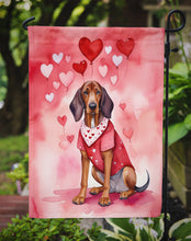 Load image into Gallery viewer, Redbone Coonhound Valentine’s Day Garden Flag – Dog-Themed Heart Yard Decor