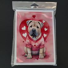 Load image into Gallery viewer, Shar Pei My Valentine Greeting Cards - Blank Note Cards – 8-Pack of Artist-Designed Cards with Envelopes
