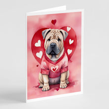 Load image into Gallery viewer, Shar Pei My Valentine Greeting Cards - Blank Note Cards – 8-Pack of Artist-Designed Cards with Envelopes
