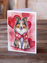 Load image into Gallery viewer, Sheltie My Valentine Greeting Cards - Blank Note Cards – 8-Pack of Artist-Designed Cards with Envelopes