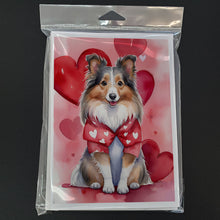 Load image into Gallery viewer, Sheltie My Valentine Greeting Cards - Blank Note Cards – 8-Pack of Artist-Designed Cards with Envelopes