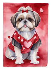 Load image into Gallery viewer, Shih Tzu Valentine’s Day Garden Flag – Dog-Themed Heart Yard Decor
