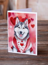 Load image into Gallery viewer, Siberian Husky My Valentine Greeting Cards - Blank Note Cards – 8-Pack of Artist-Designed Cards with Envelopes