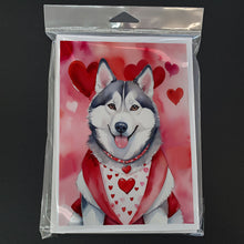 Load image into Gallery viewer, Siberian Husky My Valentine Greeting Cards - Blank Note Cards – 8-Pack of Artist-Designed Cards with Envelopes