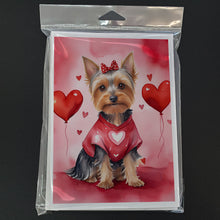 Load image into Gallery viewer, Silky Terrier My Valentine Greeting Cards - Blank Note Cards – 8-Pack of Artist-Designed Cards with Envelopes