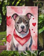 Load image into Gallery viewer, Staffordshire Bull Terrier Valentine’s Day Garden Flag – Dog-Themed Heart Yard Decor