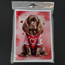 Load image into Gallery viewer, Sussex Spaniel My Valentine Greeting Cards - Blank Note Cards – 8-Pack of Artist-Designed Cards with Envelopes