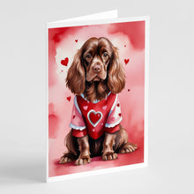 Load image into Gallery viewer, Sussex Spaniel My Valentine Greeting Cards - Blank Note Cards – 8-Pack of Artist-Designed Cards with Envelopes