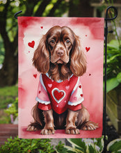 Load image into Gallery viewer, Sussex Spaniel Valentine’s Day Garden Flag – Dog-Themed Heart Yard Decor