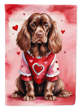 Load image into Gallery viewer, Sussex Spaniel Valentine’s Day Garden Flag – Dog-Themed Heart Yard Decor
