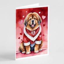 Load image into Gallery viewer, Tibetan Mastiff My Valentine Greeting Cards - Blank Note Cards – 8-Pack of Artist-Designed Cards with Envelopes