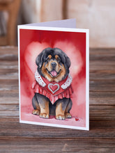 Load image into Gallery viewer, Tibetan Mastiff My Valentine Greeting Cards - Blank Note Cards – 8-Pack of Artist-Designed Cards with Envelopes