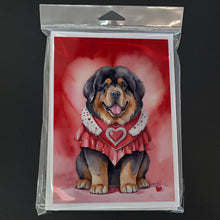 Load image into Gallery viewer, Tibetan Mastiff My Valentine Greeting Cards - Blank Note Cards – 8-Pack of Artist-Designed Cards with Envelopes