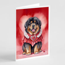 Load image into Gallery viewer, Tibetan Mastiff My Valentine Greeting Cards - Blank Note Cards – 8-Pack of Artist-Designed Cards with Envelopes