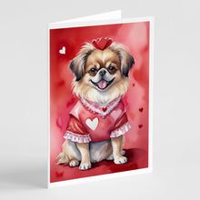 Load image into Gallery viewer, Tibetan Spaniel My Valentine Greeting Cards - Blank Note Cards – 8-Pack of Artist-Designed Cards with Envelopes