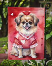 Load image into Gallery viewer, Tibetan Spaniel Valentine’s Day Garden Flag – Dog-Themed Heart Yard Decor