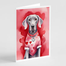 Load image into Gallery viewer, Weimaraner My Valentine Greeting Cards - Blank Note Cards – 8-Pack of Artist-Designed Cards with Envelopes