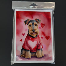 Load image into Gallery viewer, Welsh Terrier My Valentine Greeting Cards - Blank Note Cards – 8-Pack of Artist-Designed Cards with Envelopes