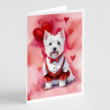 Load image into Gallery viewer, Westie My Valentine Greeting Cards - Blank Note Cards – 8-Pack of Artist-Designed Cards with Envelopes