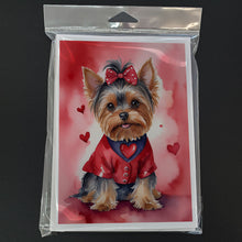 Load image into Gallery viewer, Yorkshire Terrier My Valentine Greeting Cards - Blank Note Cards – 8-Pack of Artist-Designed Cards with Envelopes