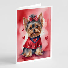 Load image into Gallery viewer, Yorkshire Terrier My Valentine Greeting Cards - Blank Note Cards – 8-Pack of Artist-Designed Cards with Envelopes