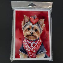 Load image into Gallery viewer, Yorkshire Terrier My Valentine Greeting Cards - Blank Note Cards – 8-Pack of Artist-Designed Cards with Envelopes