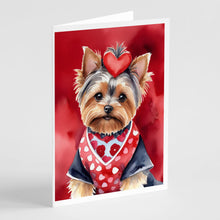Load image into Gallery viewer, Yorkshire Terrier My Valentine Greeting Cards - Blank Note Cards – 8-Pack of Artist-Designed Cards with Envelopes