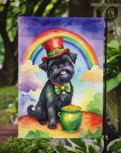 Load image into Gallery viewer, Affenpinscher St. Patrick’s Day Garden Flag – Dog with Pot of Gold &amp; Rainbow Yard Decor