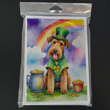 Load image into Gallery viewer, Airedale Terrier St Patrick's Day Greeting Cards - Blank Note Cards – 8-Pack of Artist-Designed Cards with Envelopes
