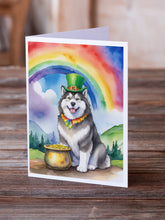 Load image into Gallery viewer, Alaskan Malamute St Patrick's Day Greeting Cards - Blank Note Cards – 8-Pack of Artist-Designed Cards with Envelopes
