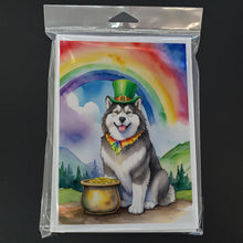 Load image into Gallery viewer, Alaskan Malamute St Patrick's Day Greeting Cards - Blank Note Cards – 8-Pack of Artist-Designed Cards with Envelopes