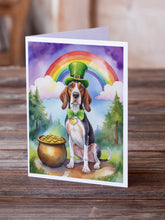 Load image into Gallery viewer, American English Coonhound St Patrick's Day Greeting Cards - Blank Note Cards – 8-Pack of Artist-Designed Cards with Envelopes