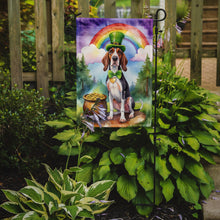 Load image into Gallery viewer, American English Coonhound St. Patrick’s Day Garden Flag – Dog with Pot of Gold &amp; Rainbow Yard Decor