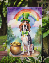 Load image into Gallery viewer, American English Coonhound St. Patrick’s Day Garden Flag – Dog with Pot of Gold &amp; Rainbow Yard Decor
