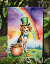 Load image into Gallery viewer, American Foxhound St. Patrick’s Day Garden Flag – Dog with Pot of Gold &amp; Rainbow Yard Decor