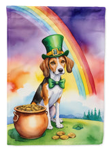 Load image into Gallery viewer, American Foxhound St. Patrick’s Day Garden Flag – Dog with Pot of Gold &amp; Rainbow Yard Decor