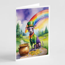 Load image into Gallery viewer, American Hairless Terrier St Patrick's Day Greeting Cards - Blank Note Cards – 8-Pack of Artist-Designed Cards with Envelopes