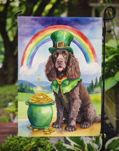 Load image into Gallery viewer, American Water Spaniel St. Patrick’s Day Garden Flag – Dog with Pot of Gold &amp; Rainbow Yard Decor