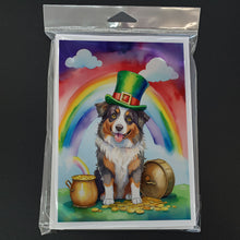 Load image into Gallery viewer, Australian Shepherd St Patrick's Day Greeting Cards - Blank Note Cards – 8-Pack of Artist-Designed Cards with Envelopes