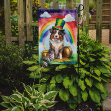 Load image into Gallery viewer, Australian Shepherd St. Patrick’s Day Garden Flag – Dog with Pot of Gold &amp; Rainbow Yard Decor